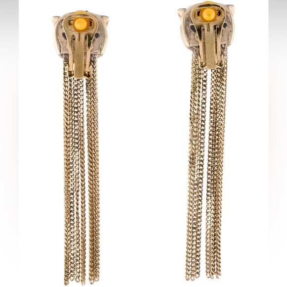 Roberto Cavalli Crystal Panther Drop Earrings - Picture 3 of 3